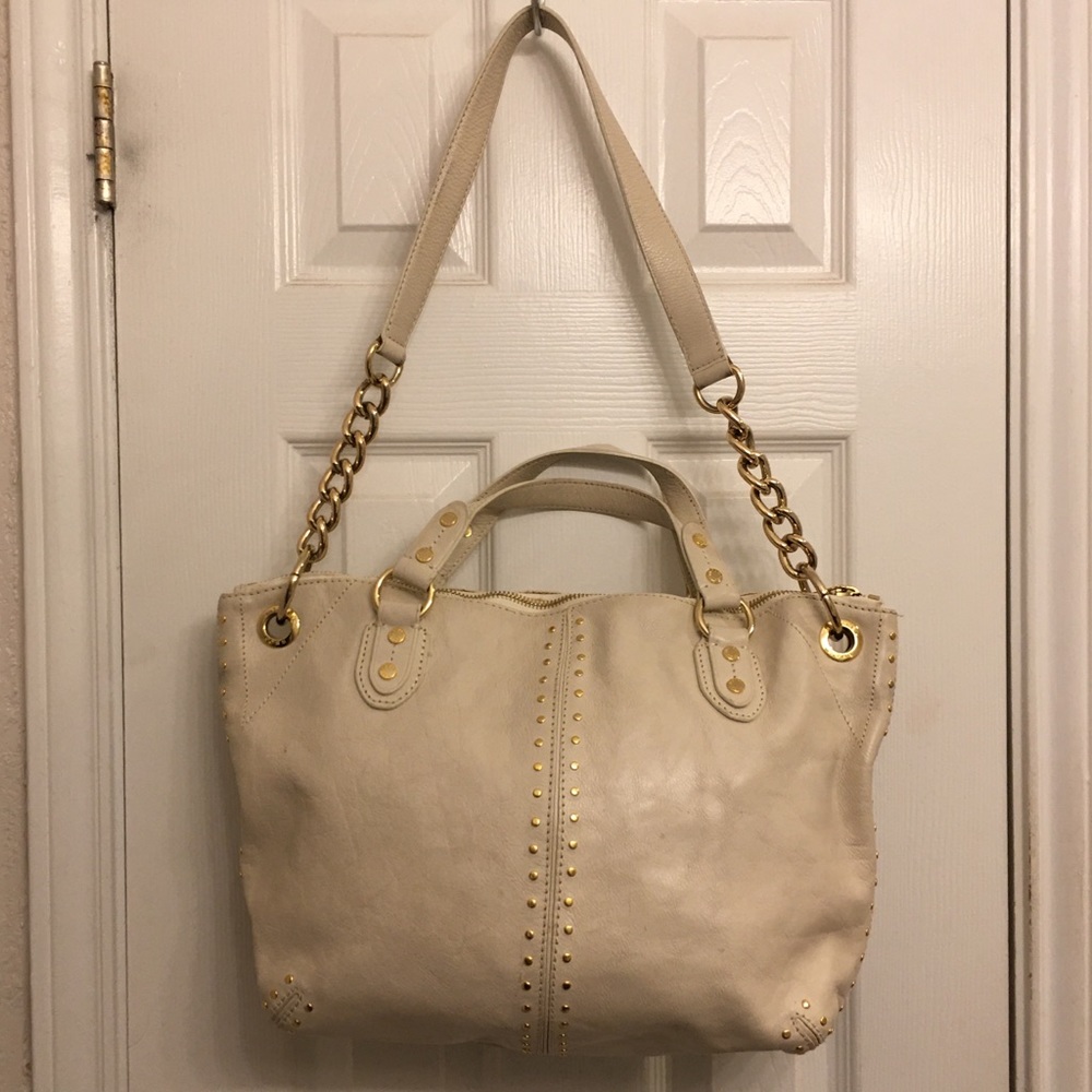Michael Kors Purse Winter White Gold Studded